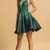 Aspeed Design - Deep V-Neck Embroidered Cocktail Dress S2115 - 1 Pc Hunter Green In Size XS Available Cocktail Dresses 1 Aspeed Design - Deep V-Neck Embroidered Cocktail Dress S2115 - 1 Pc Hunter Green In Size XS Available Cocktail Dresses