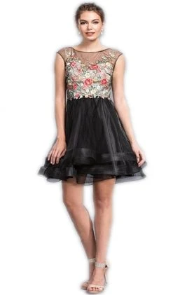 Aspeed Design - Embroidered A-Line Homecoming Dress S1922 - 1 Pc Black In Size XXS Available Cocktail Dresses