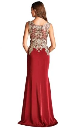 Formal Gowns Aspeed Design - Embroidered Sheath Evening Dress L1695 - 1 Pc Navy In Sizes L Available