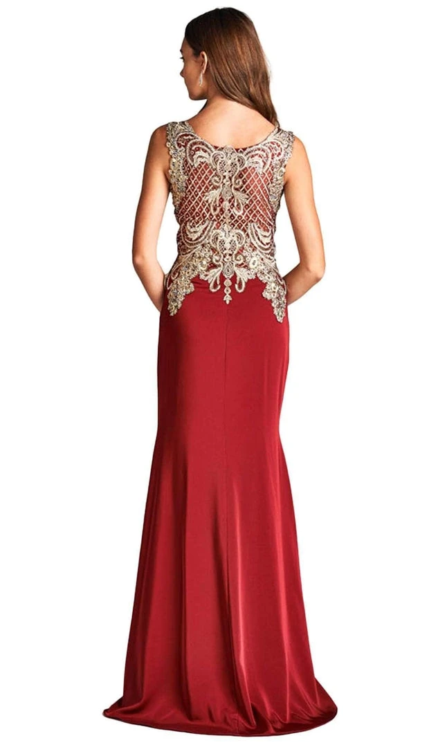 Formal Gowns Aspeed Design - Embroidered Sheath Evening Dress L1695 - 1 Pc Navy In Sizes L Available 4 Formal Gowns Aspeed Design - Embroidered Sheath Evening Dress L1695 - 1 Pc Navy In Sizes L Available