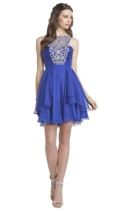 Aspeed Design - Halter Style Homecoming A-line Dress S1522 - 1 Pc Royal In Size XS Available