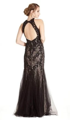 Aspeed Design - L1865 Sleeveless Halter Neck Evening Dress - 1 Pc Black-Nude In Size M Available Formal Gowns