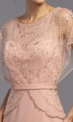 Aspeed Design - Pearl Embellished Overlay Dress M2136 - 1 Pc Dusty Rose In Size S Available Formal Gowns 7 Aspeed Design - Pearl Embellished Overlay Dress M2136 - 1 Pc Dusty Rose In Size S Available Formal Gowns