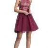 Cocktail Dresses Aspeed Design - Short Halter Lace Bodice Dress D136 - 1 Pc Burgundy In Size XS Available