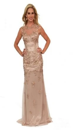 Atria Dresses - Ac667542 Jewel Neck Gown - 1 Pc Dusty Rose In Size 2 Available