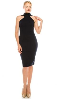 Bebe - 701675 Cutout Mock Neck Sheath Stretch Crepe Dress Cocktail Dresses