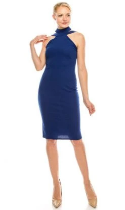 Bebe - 701675 Cutout Mock Neck Sheath Stretch Crepe Dress Cocktail Dresses