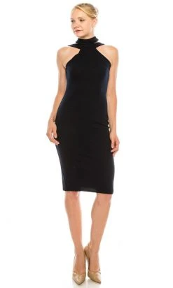 Bebe - 701675 Cutout Mock Neck Sheath Stretch Crepe Dress Cocktail Dresses