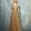 Edition Gemy Maalouf Beside Couture By Gemy Sheer Leaves Applique Tulle Gown BC1300