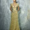 Edition Gemy Maalouf Beside Couture By Gemy Short Sleeves Beaded Tiered Gown BC1291