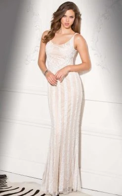 SCALA BG Haute - 48722 Sleeveless Sequined Stripe Gown Formal Gowns