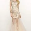 SCALA BG Haute - G3223 Sleeveless Sheer Mermaid Dress - 1 Pc Champagne Silver In Size 6 Available 1 SCALA BG Haute - G3223 Sleeveless Sheer Mermaid Dress - 1 Pc Champagne Silver In Size 6 Available