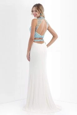 Blush By Alexia Designs Formal Gowns Blush - 11055 Crystal Encrusted Cropped Top Sheath Dress