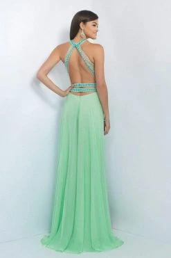 Blush By Alexia Designs Formal Gowns Blush - 11056 Two-Piece Bejeweled Illusion High Neck Gown