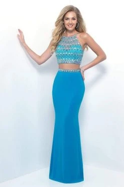 Blush By Alexia Designs Blush - 11248 Two-Piece Gem Embellished Halter Top Evening Gown