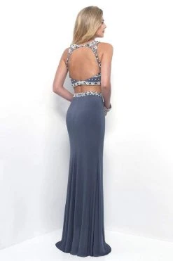 Blush By Alexia Designs Formal Gowns Blush - 11259 Two-Piece Pearl Embellished Halter Top Jersey Gown