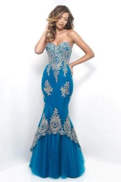 Blush By Alexia Designs Blush - 11269 Strapless Sweetheart Gown With Gold Lace Applique