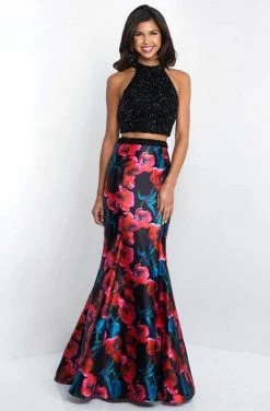 Blush By Alexia Designs Blush - 11509 Two Piece Beaded Halter Floral Mermaid Gown Formal Gowns