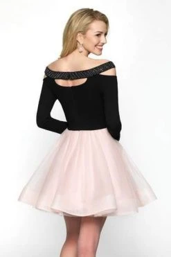 Blush By Alexia Designs Blush - 11610N Embellished Off-Shoulder Tulle A-line Dress