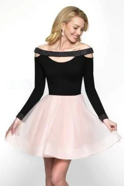 Blush By Alexia Designs Blush - 11610N Embellished Off-Shoulder Tulle A-line Dress