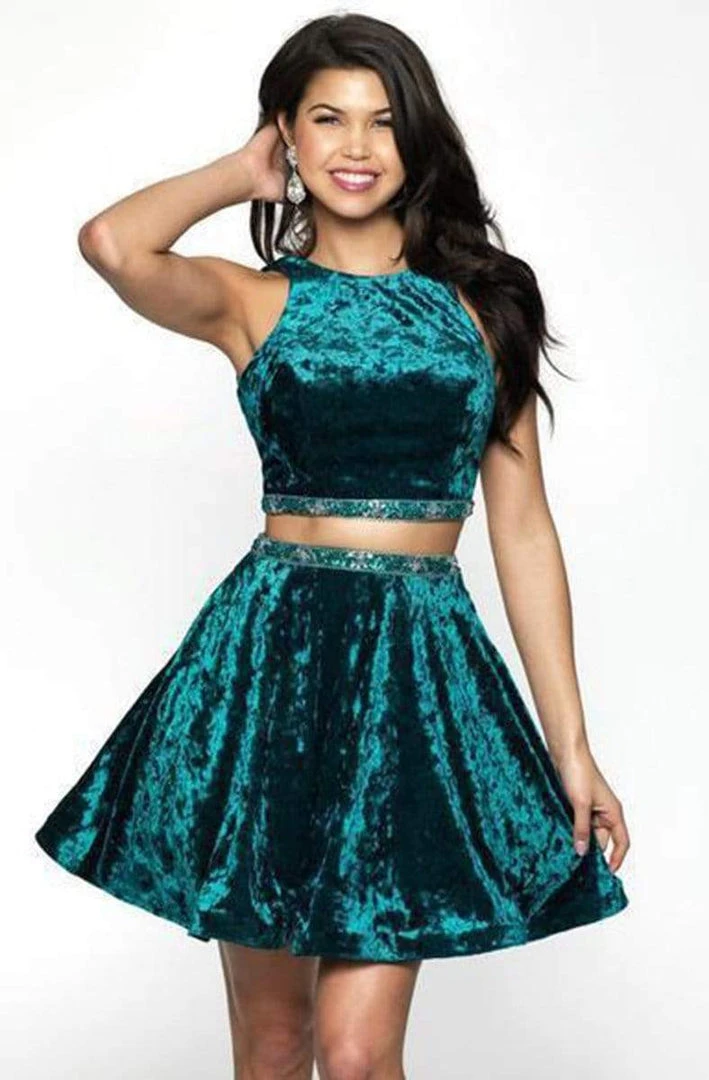 Blush By Alexia Designs Blush - 11625 Embellished Two Piece Halter Velvet A-line Dress Cocktail Dresses 3 Blush By Alexia Designs Blush - 11625 Embellished Two Piece Halter Velvet A-line Dress Cocktail Dresses