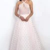 Blush By Alexia Designs Blush - 5516 Embellished Halter Neck Polka Dot Printed Ball Gown