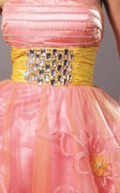 Blush By Alexia Designs Cocktail Dresses Blush - 9123 Embellished Straight Neck Curled A-line Dress