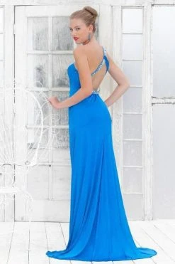 Blush By Alexia Designs Blush - 9323 One Shoulder Beaded Long Dress With Slit