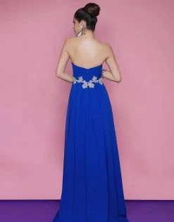 Blush By Alexia Designs Blush - 9616 Strapless Pleated Long Dress With Floral Waistband 12 Blush By Alexia Designs Blush - 9616 Strapless Pleated Long Dress With Floral Waistband