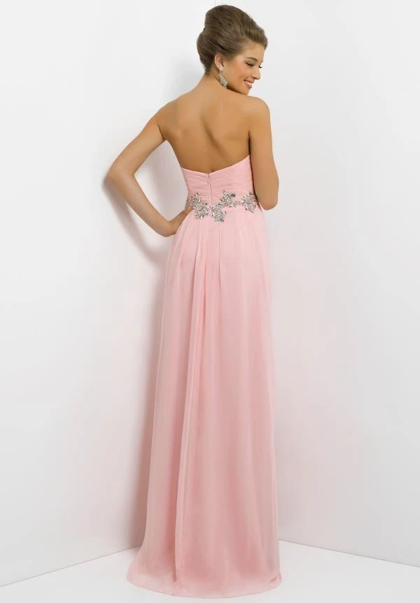 Blush By Alexia Designs Blush - 9616 Strapless Pleated Long Dress With Floral Waistband 8 Blush By Alexia Designs Blush - 9616 Strapless Pleated Long Dress With Floral Waistband