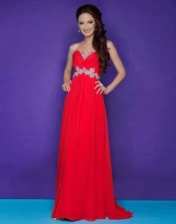 Blush By Alexia Designs Blush - 9616 Strapless Pleated Long Dress With Floral Waistband 15 Blush By Alexia Designs Blush - 9616 Strapless Pleated Long Dress With Floral Waistband