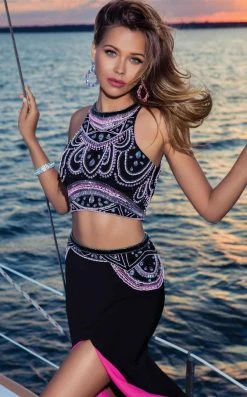 Blush By Alexia Designs Blush - Bedazzled Two-Piece Jewel Neck Sheath Dress 11200