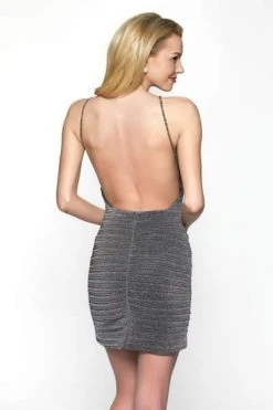 Blush By Alexia Designs Cocktail Dresses Blush Black - B109 Backless Ribbed Knit Sheath Dress