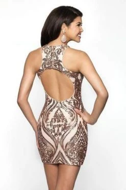 Blush By Alexia Designs Blush Black - B116 Patterned Sequin Fitted Jersey Cocktail Dress