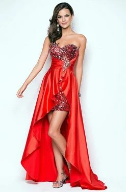 Blush By Alexia Designs Blush - Brooch Accented Sweetheart High-Low Gown 9508