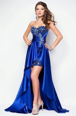 Blush By Alexia Designs Blush - Brooch Accented Sweetheart High-Low Gown 9508