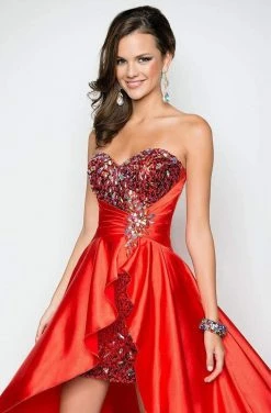 Blush By Alexia Designs Blush - Brooch Accented Sweetheart High-Low Gown 9508