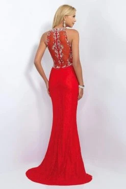 Blush By Alexia Designs - 11111 Halter Style Jewel Long Sheath Dress