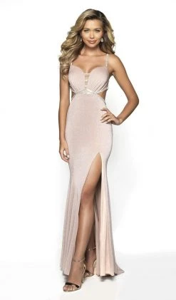 Blush By Alexia Designs - 11701 Sleeveless Shimmer Knit Sheath Gown