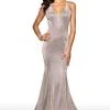 Formal Gowns Blush By Alexia Designs - 11726 Plunging V Neck Shimmer Mermaid Gown