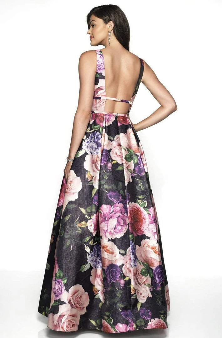Blush By Alexia Designs - 11735 Plunging Floral Print Ballgown Formal Gowns 4 Blush By Alexia Designs - 11735 Plunging Floral Print Ballgown Formal Gowns