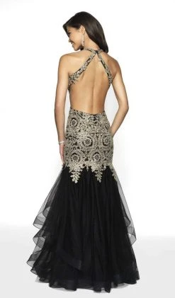 Blush By Alexia Designs - 11749 Metallic Lace Tulle Mermaid Dress