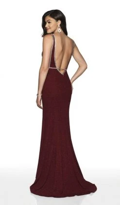 Formal Gowns Blush By Alexia Designs - 11764 Embellished Glitter Knit Trumpet Dress