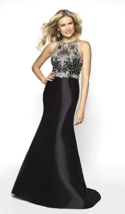 Blush By Alexia Designs - 11784 Beaded Mikado Sleeveless Trumpet Gown