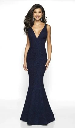 Blush By Alexia Designs - 11787 Glitter Knit Mermaid Dress With Train