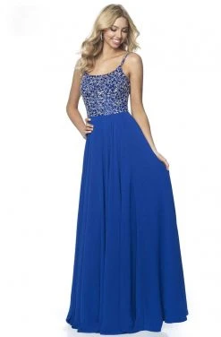 Blush By Alexia Designs - 11920 Jewel Beaded Top Flowy Chiffon Gown