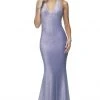 Blush By Alexia Designs - 11977 Beaded Halter V-neck Trumpet Dress