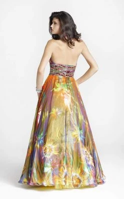 Blush By Alexia Designs - 5034 Plunging Halter Print Gown Formal Gowns