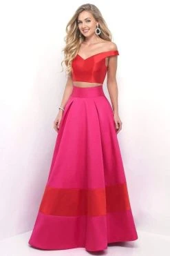 Formal Gowns Blush By Alexia Designs - 5620 Vibrant Off-Shoulder Sleek A-Line Gown