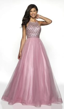 Blush By Alexia Designs - 5708 Beaded Halter Tulle Ballgown Formal Gowns